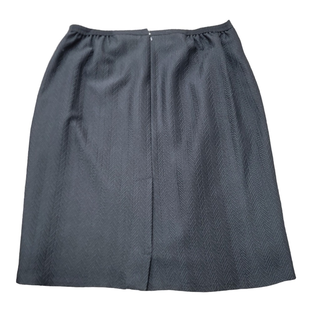 Linda Allard Ellen Tracy Black Gray Skirt LINED size 22 Herringbone